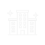 Dibujo de edificio en línea fina blanca 